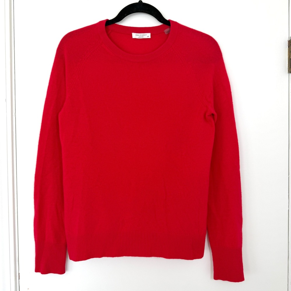 Equipment Femme Red 100% Cashmere Crewneck Raglan Sweater Size Small